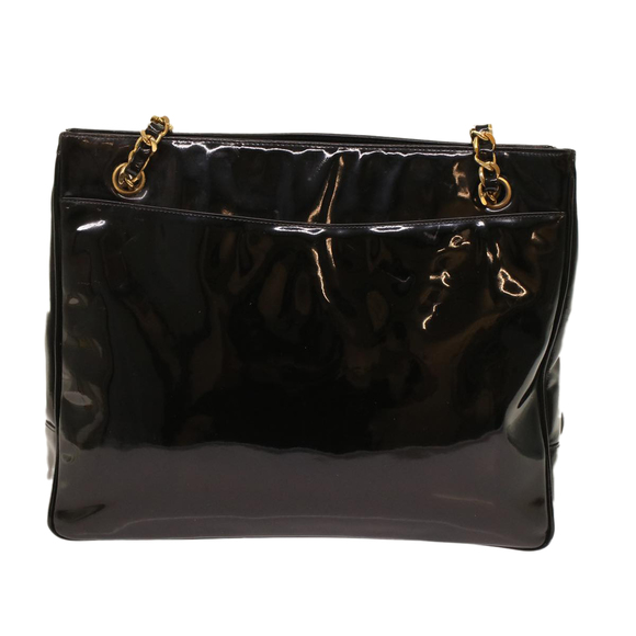 CHANEL Chain Shoulder Bag Patent leather Black CC Auth ar9959B - Picture 2 of 16